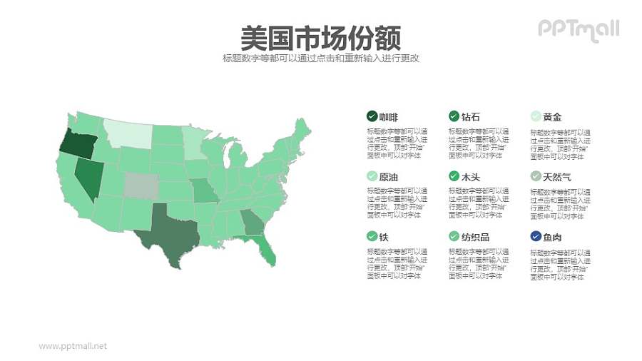 美国市场份额PPT图示模板下载
