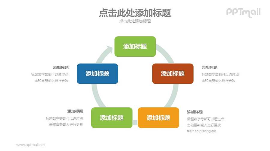 带箭头的循环关系图PPT模板下载