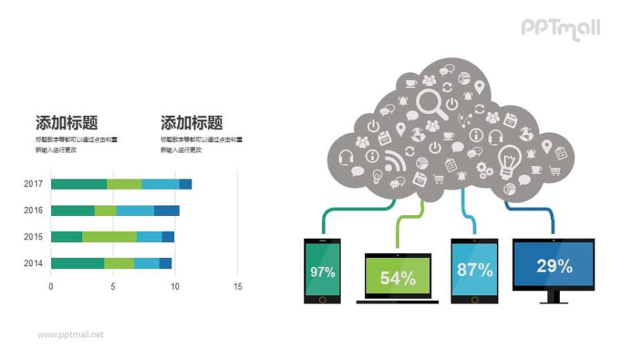 多终端云设备PPT示意图模板下载