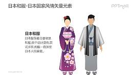 日本和服（男女性）-日本国家风情PPT图像素材下载