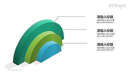 3个立体的半圆PPT图示素材模板下载
