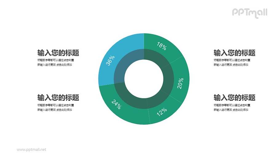 绿色圆环图PPT素材模板下载