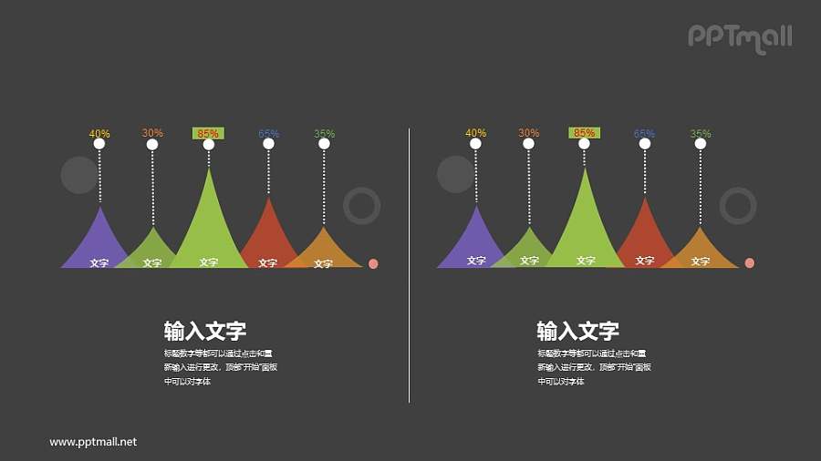 两组创意的柱状图对比关系PPT图示素材下载