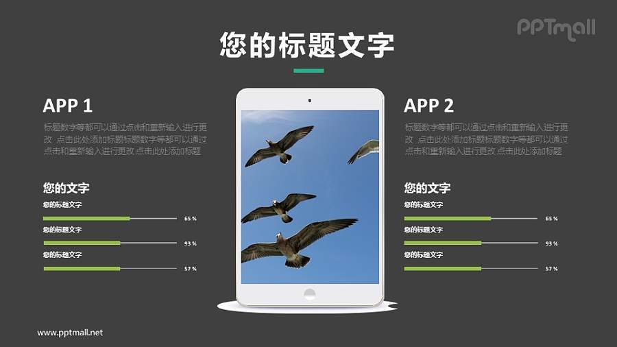 iPad屏幕数据展示样机图PPT模板下载