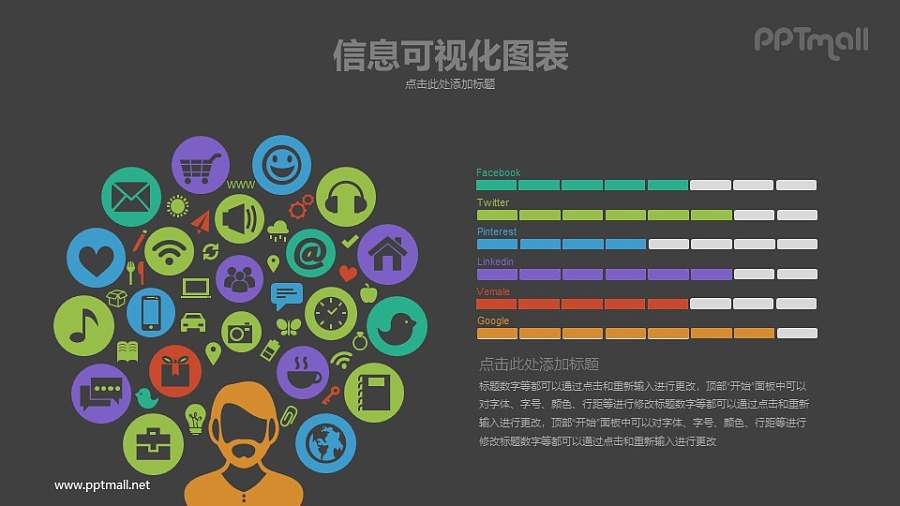 社交网络市场份额比例分析PPT图表模板下载