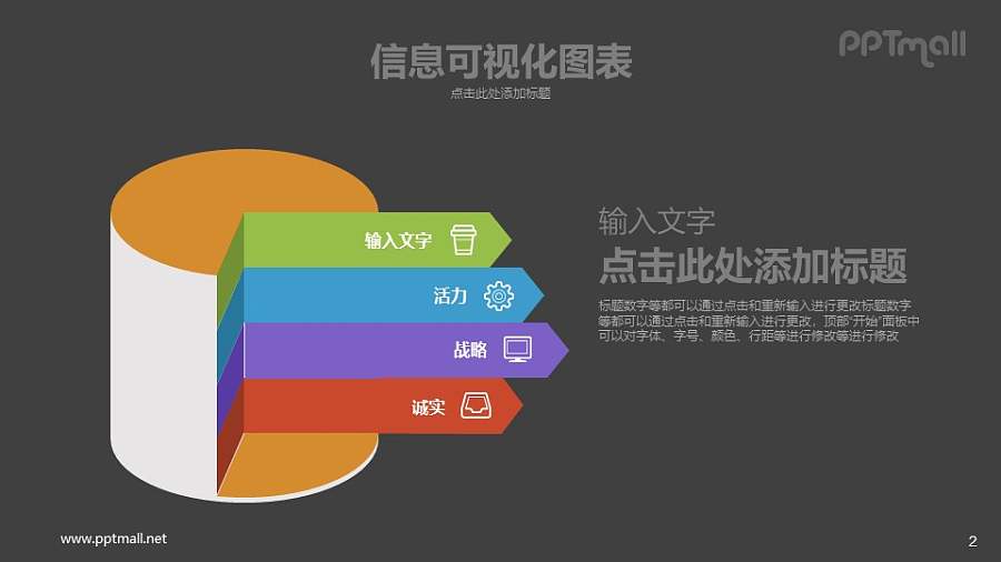 4个叠在一起的立体饼状图PPT数据图示模板下载