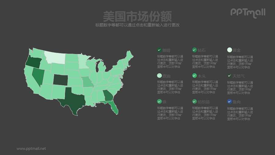 美国市场份额PPT图示模板下载
