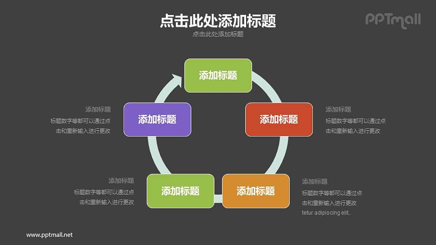 带箭头的循环关系图PPT模板下载