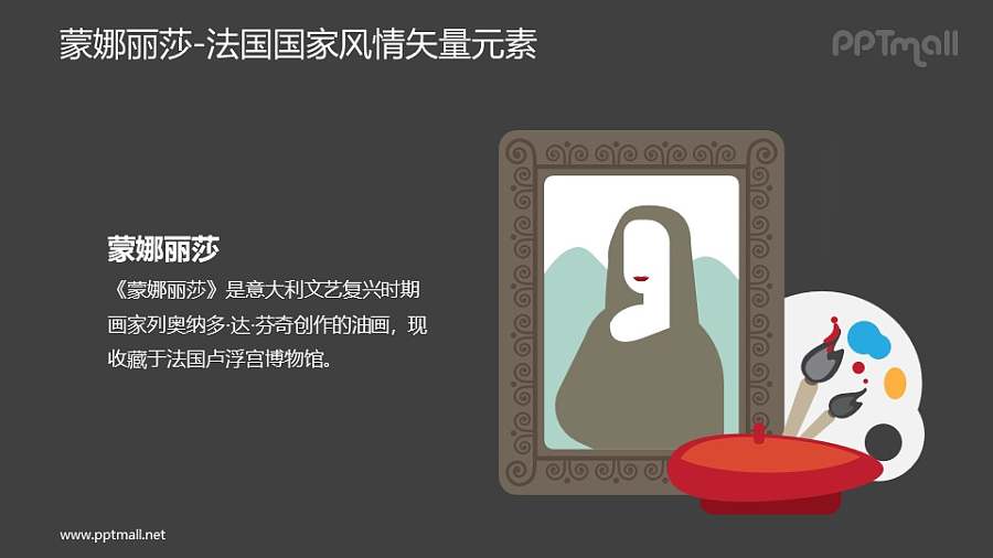 蒙娜丽莎名画-法国国家风情PPT图像素材下载