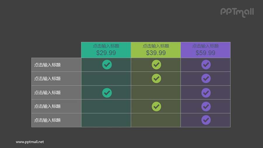 不同会员/套餐明细介绍PPT素材模板下载