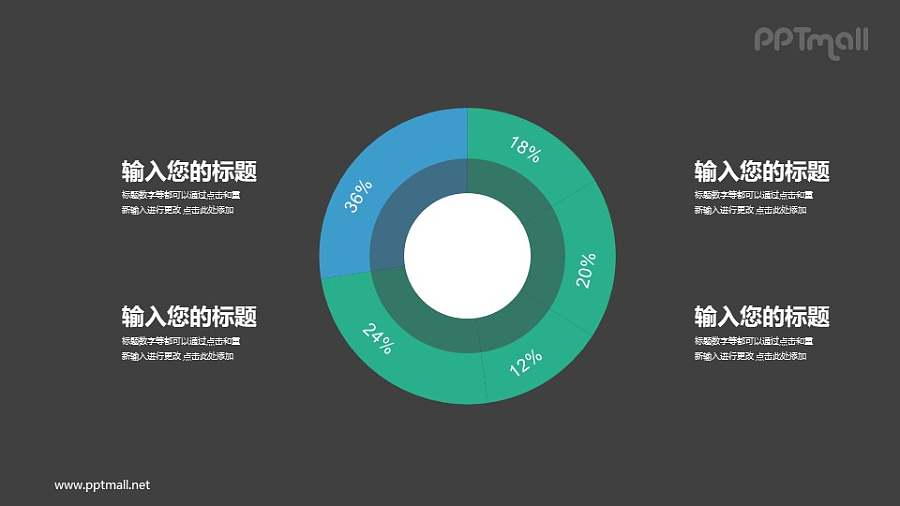 绿色圆环图PPT素材模板下载