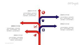 树状带分叉箭头的时间轴PPT素材模板下载