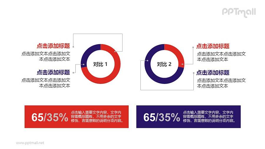两个饼图/圆环图PPT素材模板下载