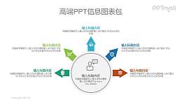 带箭头的扁平化总分关系PPT图示素材下载