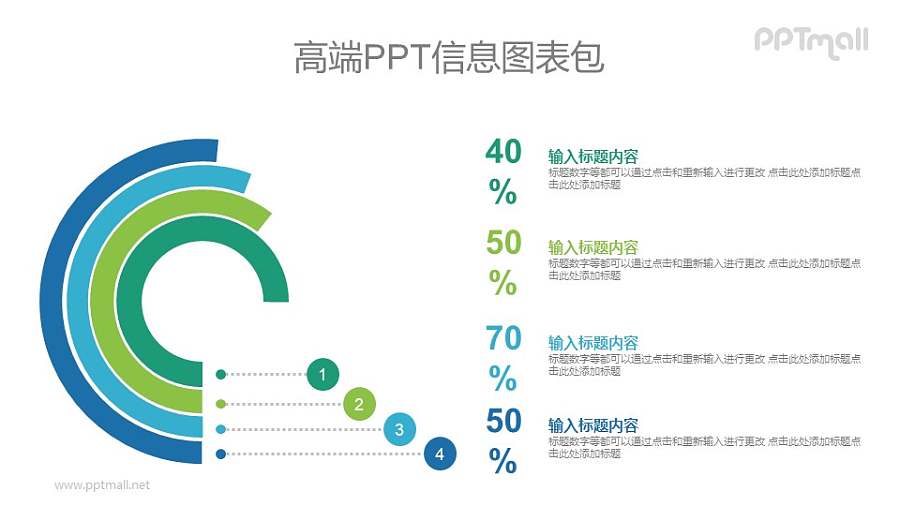 漂亮的圆环图PPT图示素材下载
