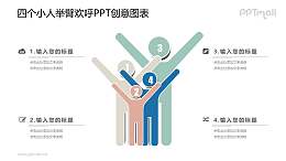 雙手舉高的4口家庭PPT圖示素材下載