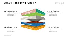 4块叠在一起的立体矩形PPT图示素材下载