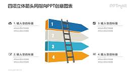 梯子爬上立体柱状图PPT图示素材下载