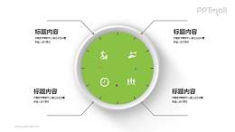 钟表状的四部分并列关系PPT图示素材下载