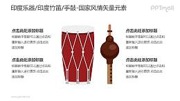 印度乐器/印度竹笛/手鼓-印度国家风情PPT图像素材下载