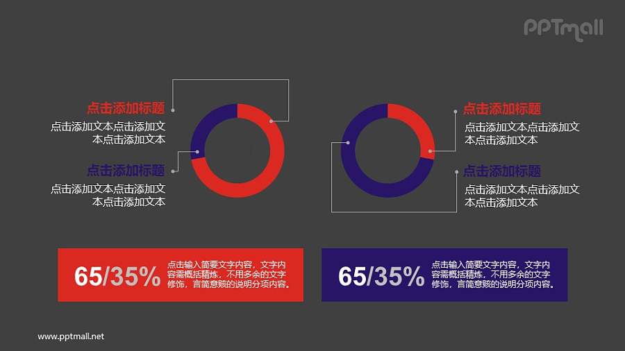 两个饼图/圆环图PPT素材模板下载