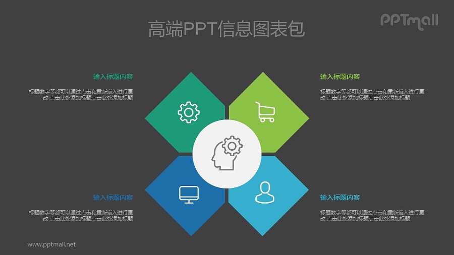 4部分总分关系PPT信息图示素材下载