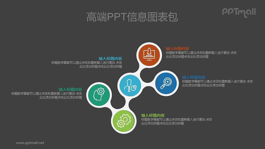 多个圆圈链接在一起的PPT图示素材下载