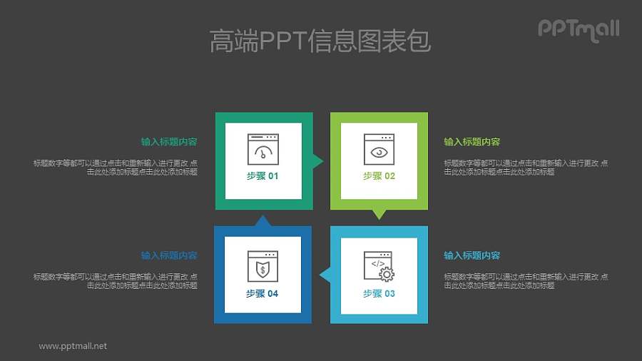 四部分循环关系PPT图示素材下载