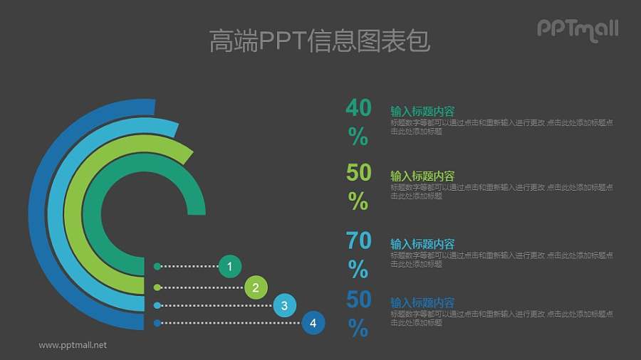漂亮的圆环图PPT图示素材下载