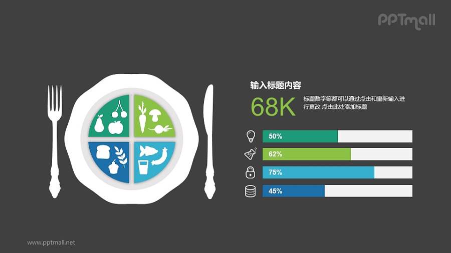 西餐餐盘PPT数据图示素材下载
