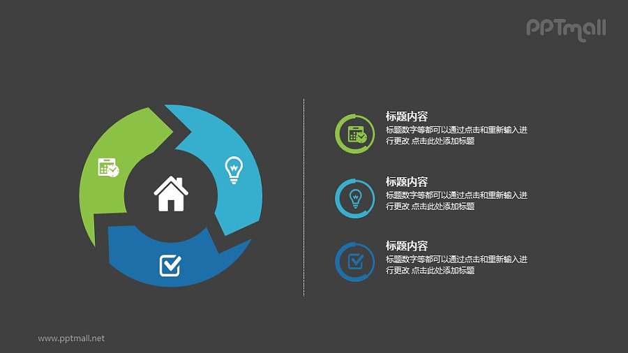 3部分循环关系PPT图示素材下载