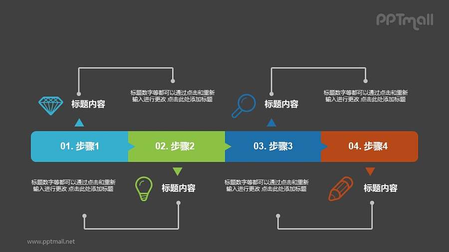 递进关系时间轴PPT图示素材下载