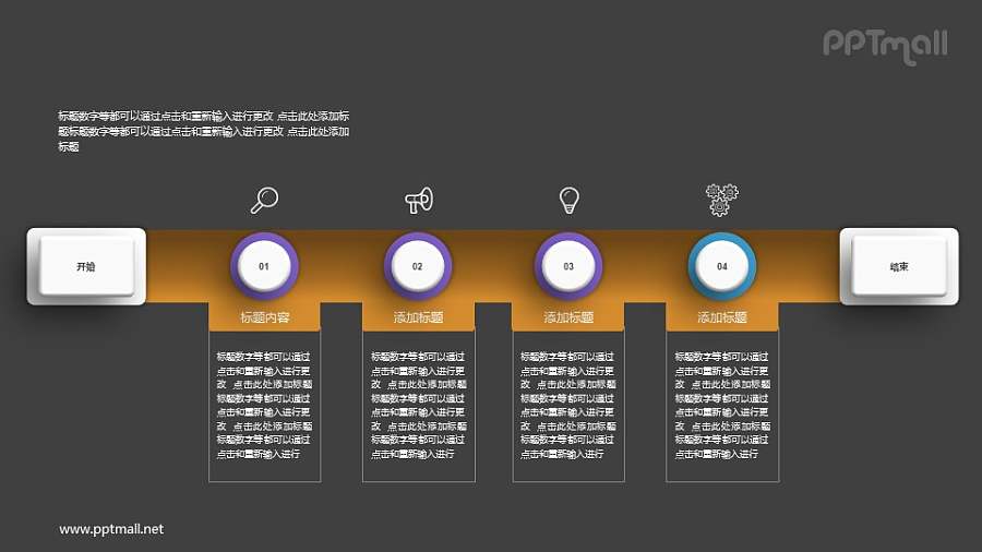 从开始到结束的步骤图PPT图示素材下载