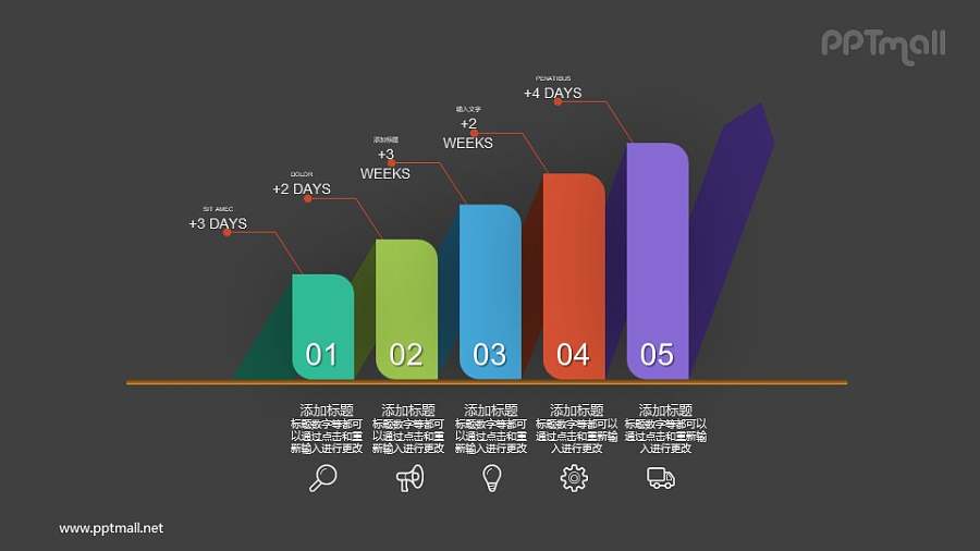 逐级递进的PPT数据图示素材下载