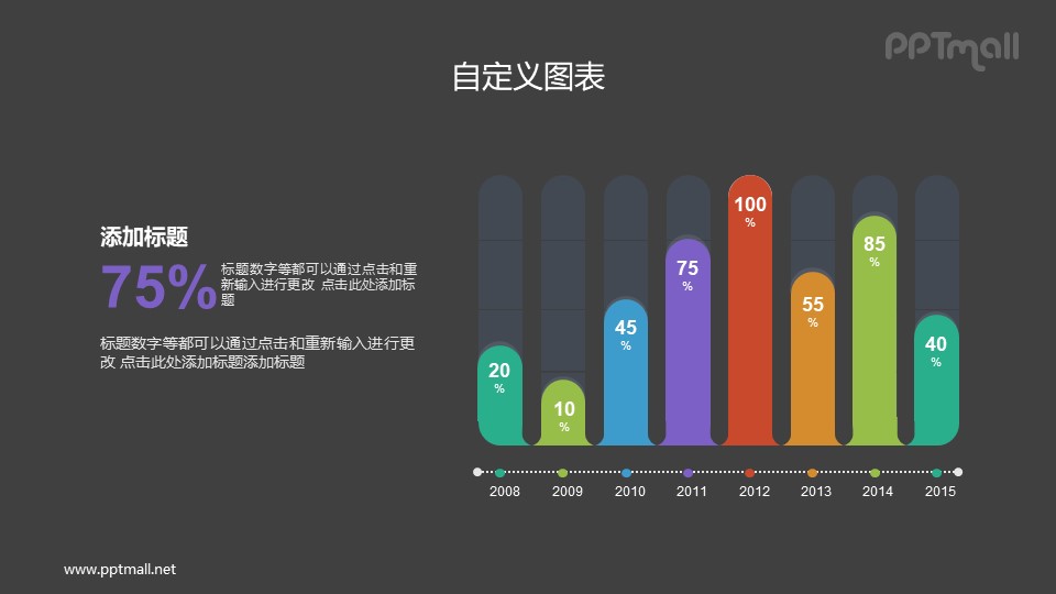 圓弧形的柱狀圖PPT圖示素材下載