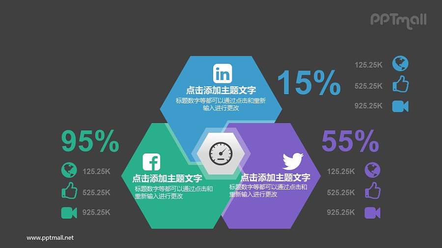三部分总分关系PPT图示素材下载