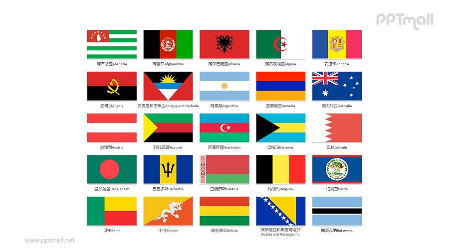 世界各国国旗/国家按字母A-B排序的国旗图片PPT素材集合下载