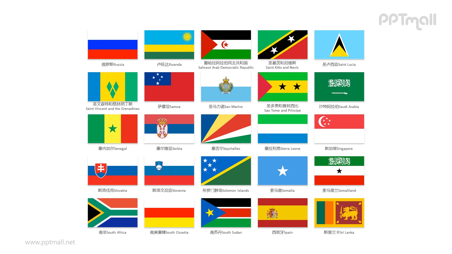 世界各国国旗/国家按字母R-S排序的国旗PPT图片素材集合下载
