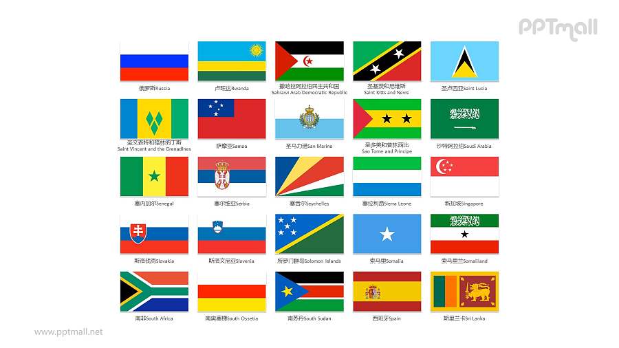 世界各国国旗/国家按字母R-S排序的国旗PPT图片素材集合下载