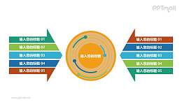 两个箭头指向圆心的PPT素材下载
