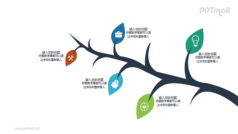 树枝和枝叶的PPT图示素材