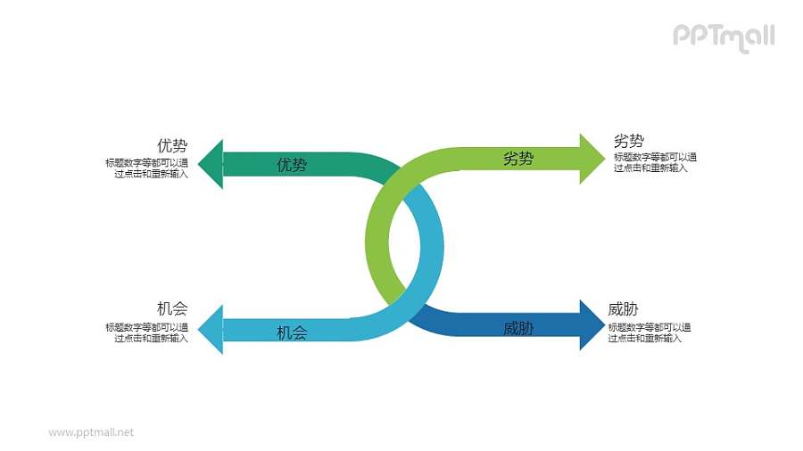两个绕在一起的双箭头PPT素材下载
