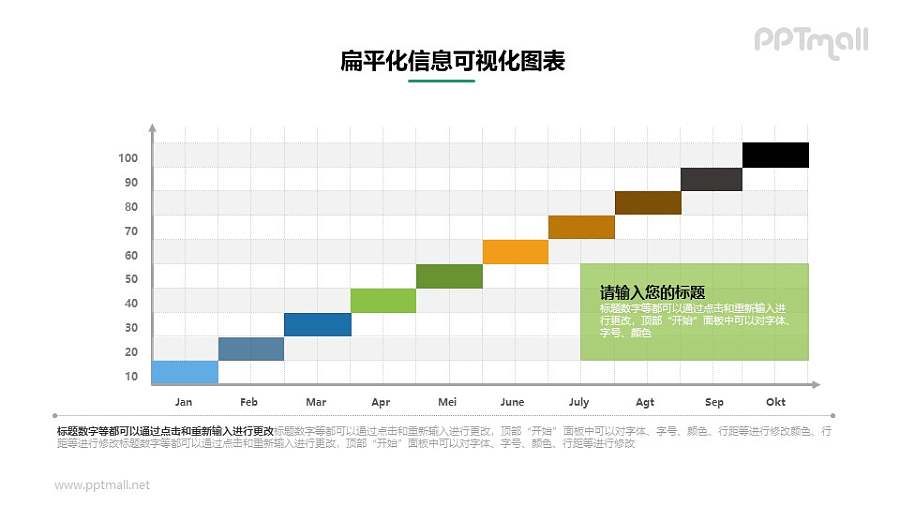 扁平化的时间轴/阶梯状甘特图PPT素材下载