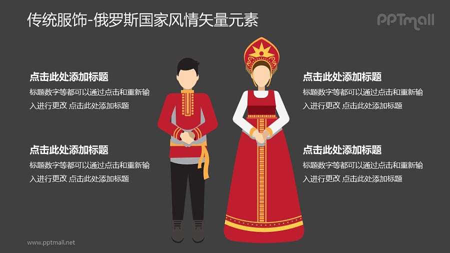 俄罗斯传统服饰-俄罗斯国家风情PPT图像素材下载