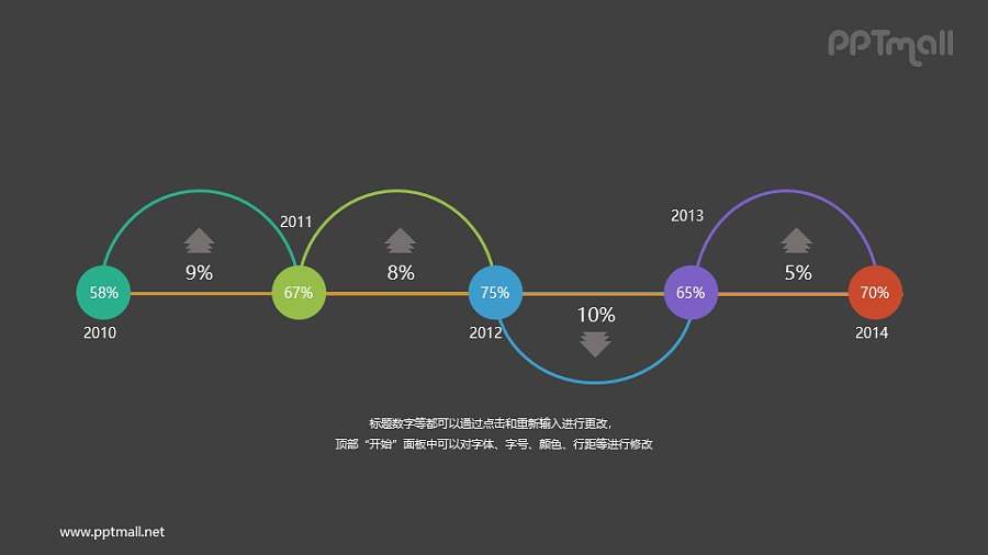 带升降关系的时间节点PPT图示素材下载