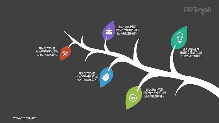 树枝和枝叶的PPT图示素材