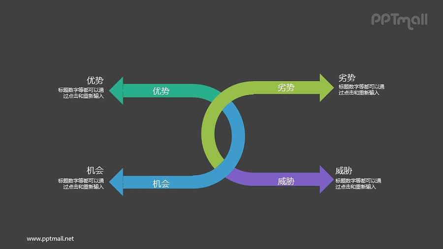 两个绕在一起的双箭头PPT素材下载