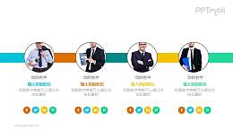 团队人物介绍（含社交网络连接）PPT模板素材下载