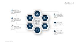 漂亮的6部分目录/项目要点列表PPT素材图示下载