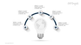 电灯泡发散4部分并列关系PPT素材图示下载